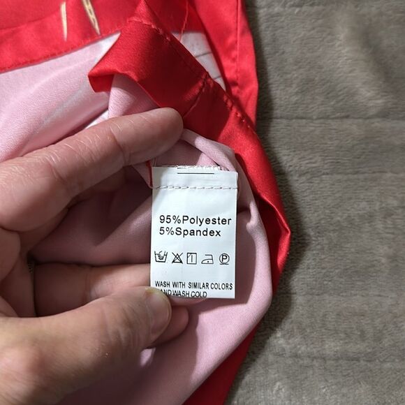 DALIA MACPHEE M & LβRed White Satin Ibis Bird Print Long Sleeve Long Pant PJ Set - Picture 16 of 16